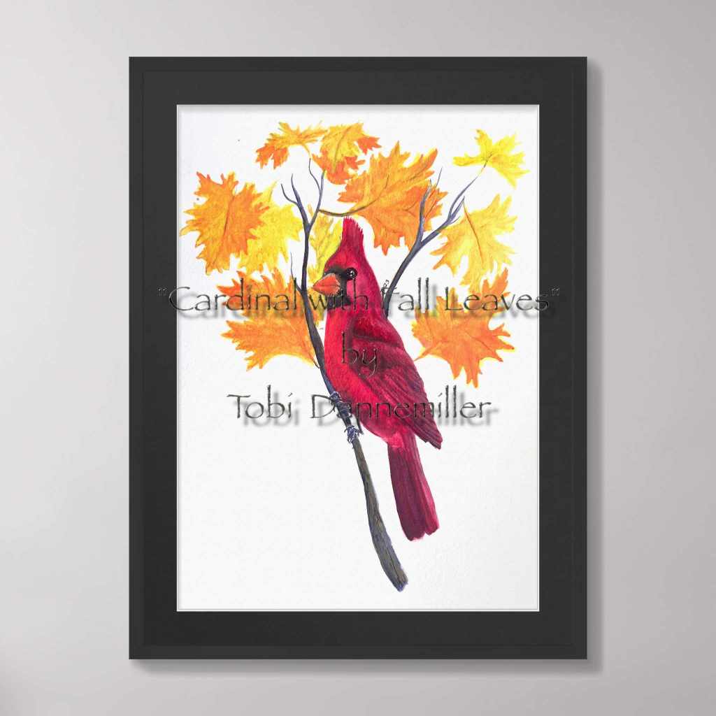 “Cardinal with Fall Leaves”&nbsp;(Sold)